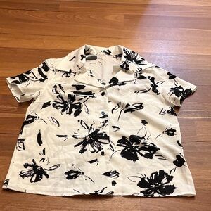 Black and White Floral Button Down Shirt